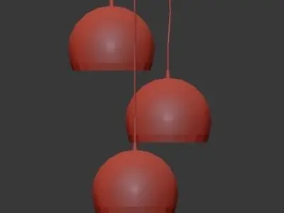 Untitled three gold pendant lights 3D model