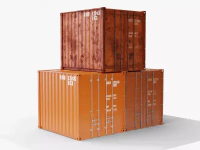 10Ft Cargo Container - Orange 3D Model Pack