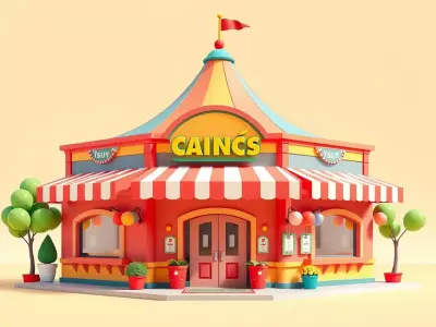 Stylized Carnival Cafe 3D Model  Low Poly Festival Asset Low-poly 3D model