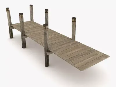 Wood Pier Low-poly 3D model