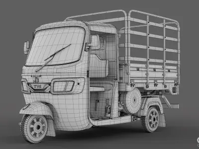 TRICYCLE - RICKSHAW - PIAGGIO - CARGO 3D MODEL Low-poly 3D model