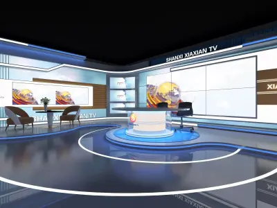 Virtual Broadcast Studio Low-poly 3D model