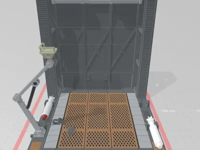 -MHB02F- Mecha Hangar Bay Base and Wall SET 02 Fixture 3D print model