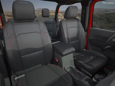  Jeep Wrangler Rock Climbing Vehicle Red Dirty Rigged for Maya 