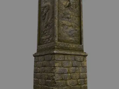 pillar 1 set of four stone columns Low-poly 3D model