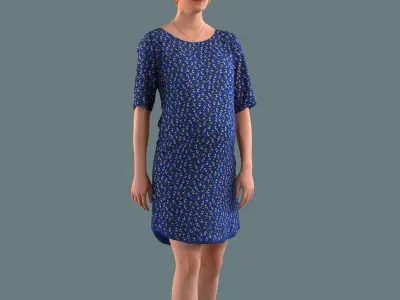 Low poly set of 3D women walking 3D model