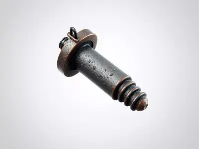 Stylized Rustic Aged Metal Screw Low-poly 3D model