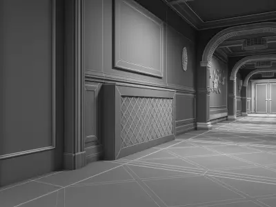 Grand Corridor Tileable Kit 3D model