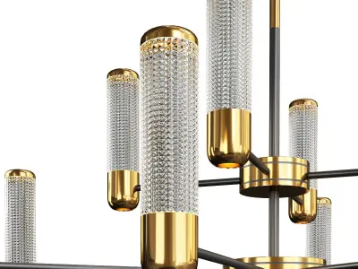 BERENICA modern chandelier with brass and glass shades Low-poly 3D model