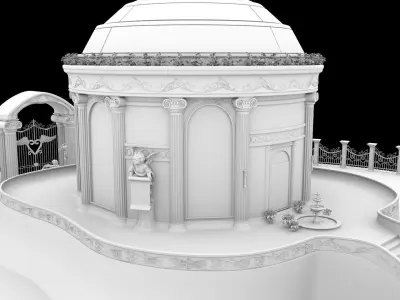 Cupid Love theme castle and temple- building Kitbash Low-poly 3D model
