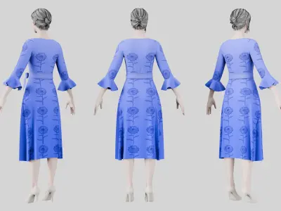 Dress 03 Very Light Blue Low-poly 3D model