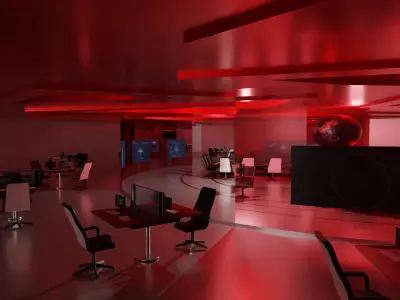 Sci-Fi Command Center Low-poly 3D model