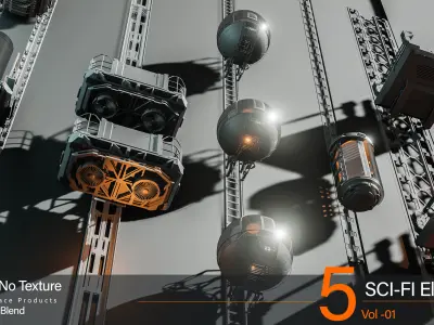 5 Sci-fi Elevator Kitbash VOl 01 3D model