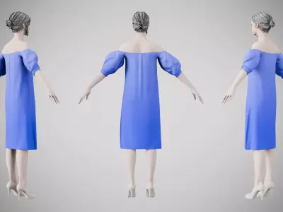 Dress 15 Very Light Blue Low-poly 3D model