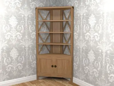 Laura Ashley Balmoral Chestnut Corner Bookcase 2 Door 3D model