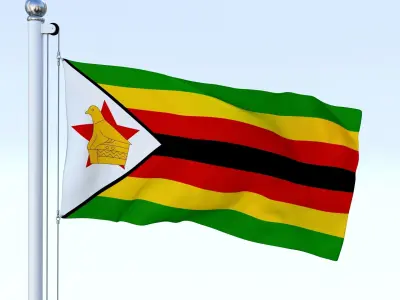 Animated Zimbabwe Flag Low-poly 3D model