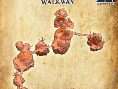 Modular Mountain Walkway 28 mm Tabletop Terrain 3D print model