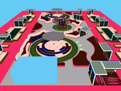 Modern Courtyard Landscape  Full 3D Package SketchUp Lumion 3D model