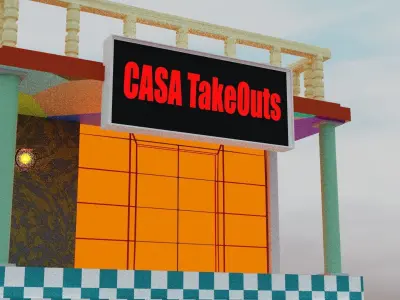 Fast Food Restaurant Free low-poly 3D model