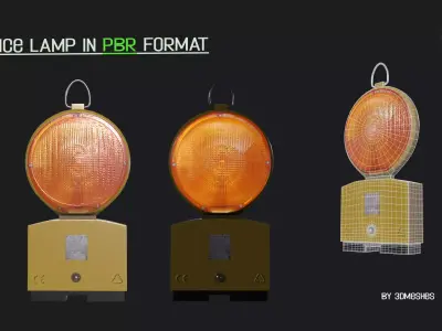 realistic Fence lamp with light  Low-poly 3D model