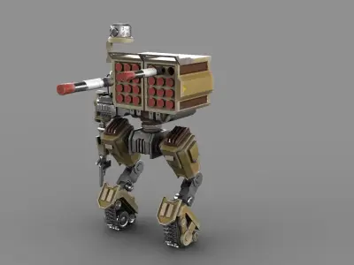 Cartoon Robot Turret Low-poly 3D model