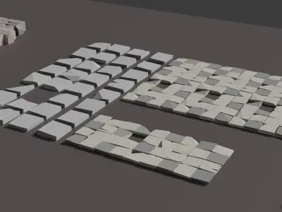 Stylised low poly Paved cobble stone Free low-poly 3D model