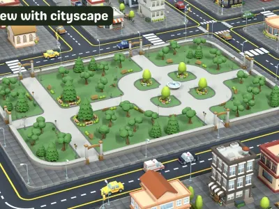 Cartoon Low Poly Modular Park Pack Low-poly 3D model