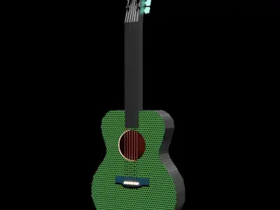 Guitar acoustic with led lights Low-poly 3D model