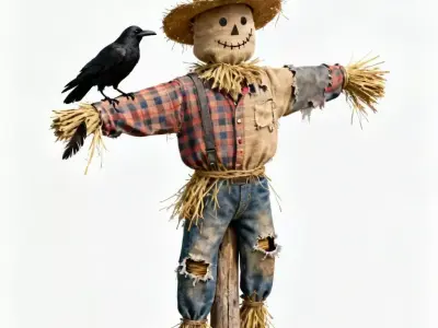 Classic Rural Farm Scarecrow 3D Model Low-poly 3D model