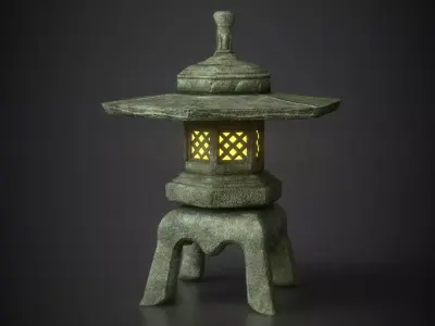 Japanese Maru Yakimi Lantern Low-poly 3D model