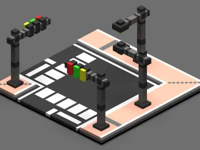 Road Voxel - 2 Low-poly 3D model