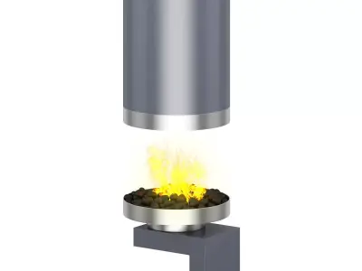 Round Metal Fireplace 4 3D model