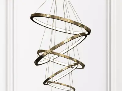 LED Swirl Six Ring Chandelier Pendant Light 3D model