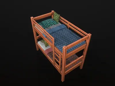 Single bed Low-poly 3D model
