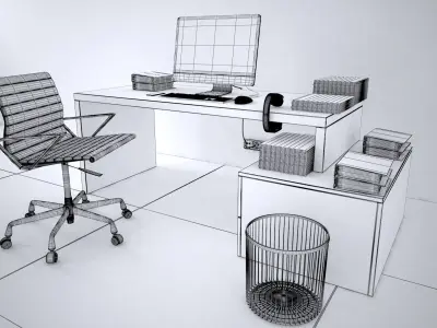 Office Desk - Interior Office Furniture 02 3D model