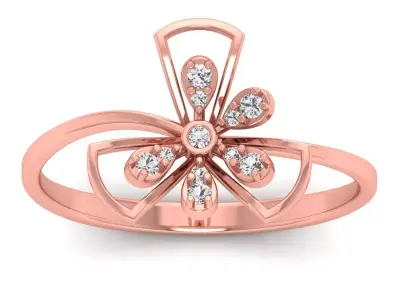Solitaire Wedding Engagement Women Light Weight Flower Rings 3D print model 4