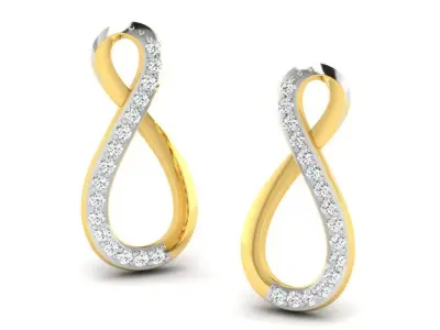 Gold Diamond Women Earring 3D print Model 3D print model 77
