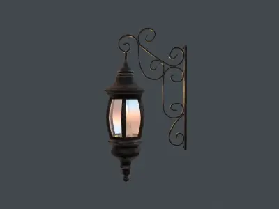 Wall Lantern Low Poly PBR Game Ready Low-poly 3D model