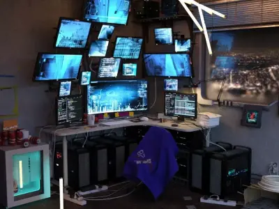 Hacker computer bedroom 3D model