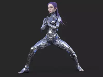 Yoga Cybernetic Girl High Detail 3D model
