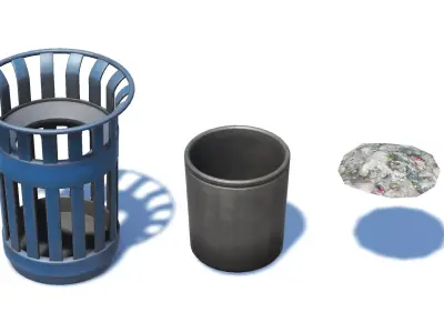 Aged Metal Trash Can - Chicago Street Style Low-poly 3D model