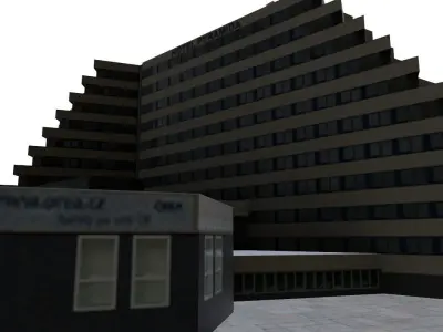 Prague Hotel Pyramida Low-poly 3D model