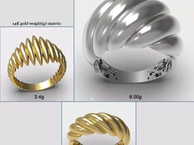 Shell-Inspired Ring Set 3D print model
