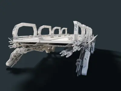 Futuristic scifi Modular Bridge Low-poly 3D model
