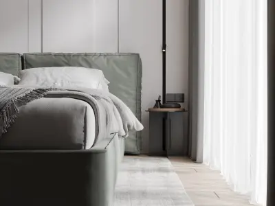 Modern minimal bedroom 3D model