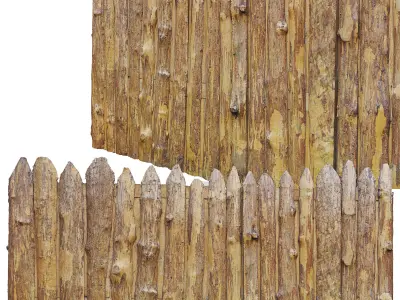 Wooden Old Fence Scan Low-poly 3D model