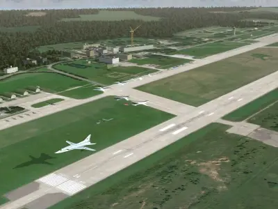 Russian Military Airbase Low-poly 3D model