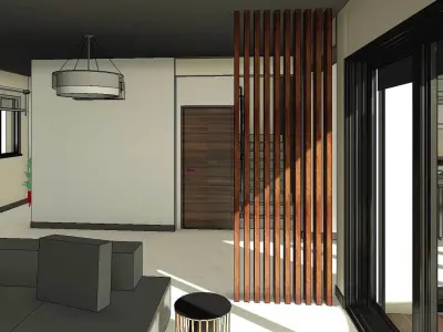 Wooden Column Decor Screens Room Divider 3D model