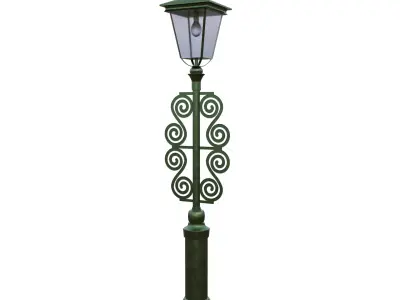 Green Antique Ornamental Street Lamp Low Poly PBR Low-poly 3D model