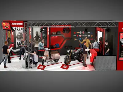 moto store exhibition stand 3D model